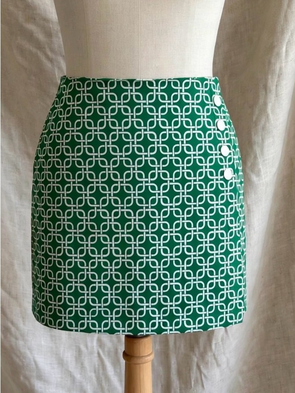 Lady Hagen Golf Skort Size 6 Green White Chain Geometric 17" Mini